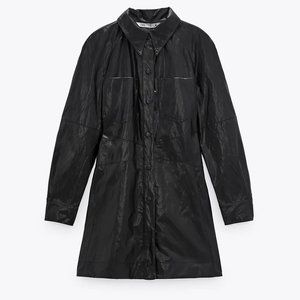 ZARA NEW FAUX LEATHER MINI DRESS BLACK